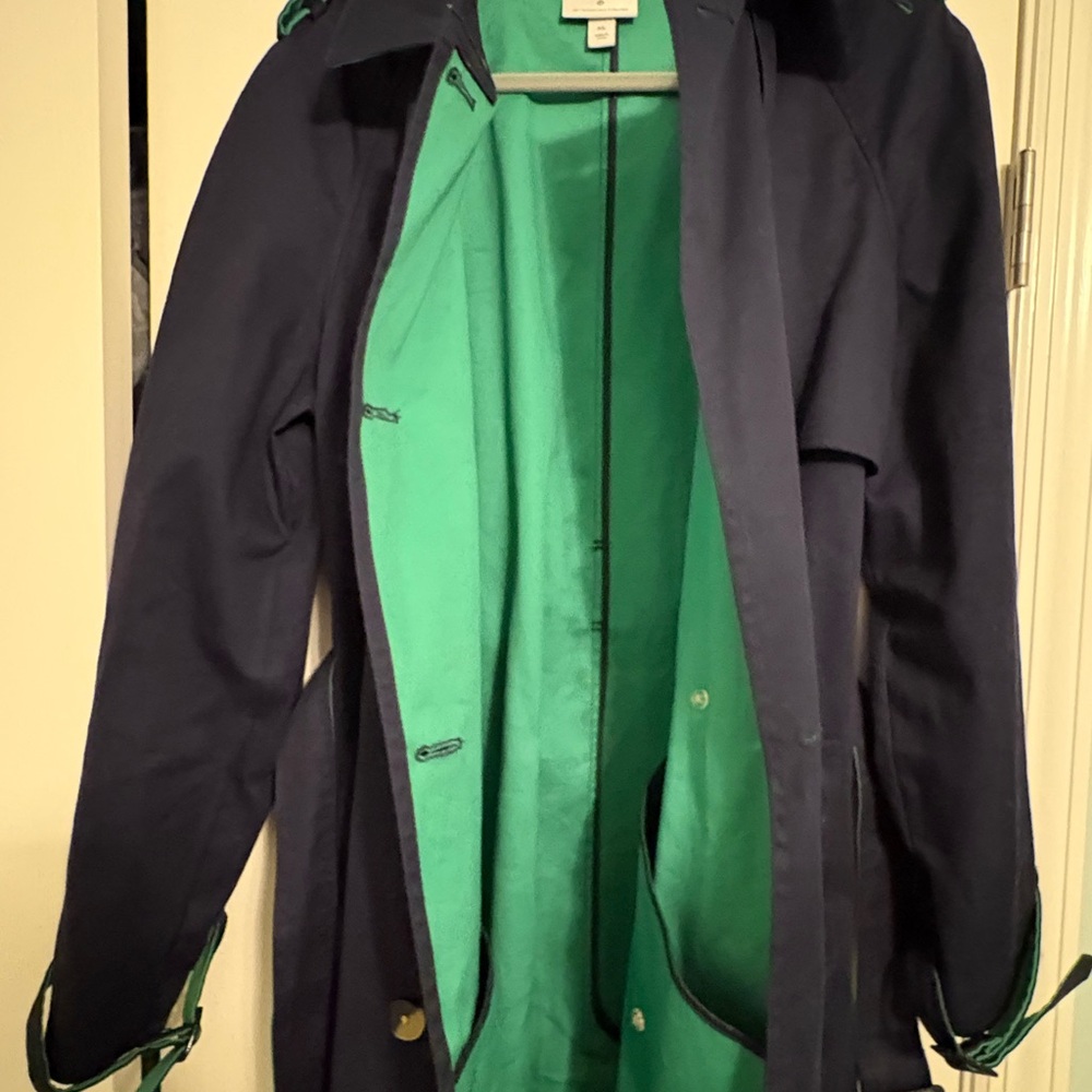SALE 3.1 Phillip Lim for Target Navy Trench Coat XL Green Lining Belted Des Coll - Picture 6 of 7